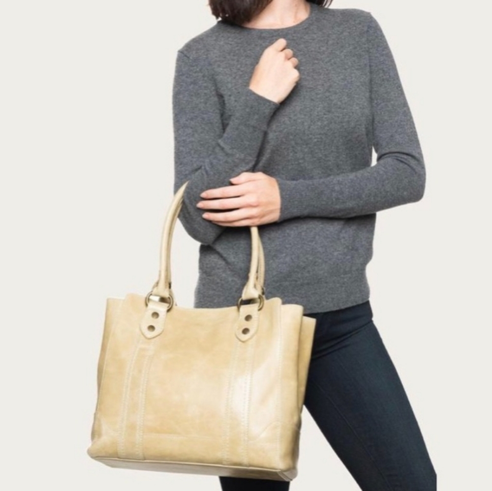 Frye Melissa Sand Ivory Leather Tote Bag